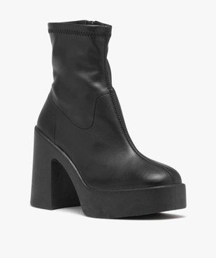 Boots femme unies à semelle plateforme et talon flare vue2 - GEMO(URBAIN) - GEMO