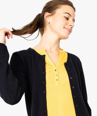 Gilet femme col rond toucher ultra doux vue2 - GEMO (MAILLE) - GEMO