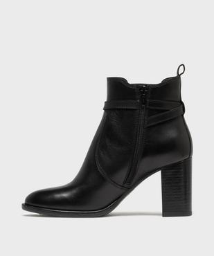 Bottines en cuir à talon haut avec fermeture zippée femme - Tanéo vue3 - TANEO - GEMO