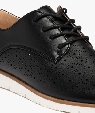 Derbies femme à talon plat et dessus perforé vue7 - GEMO (CASUAL) - GEMO