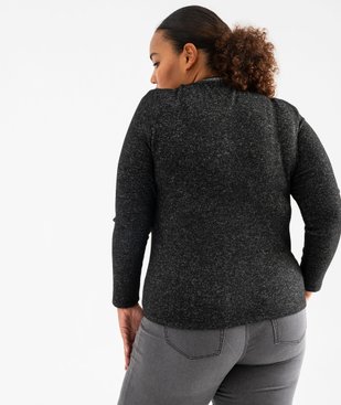 Tee-shirt manches longues et col V en maille chinée femme grande taille vue3 - GEMO (G TAILLE) - GEMO