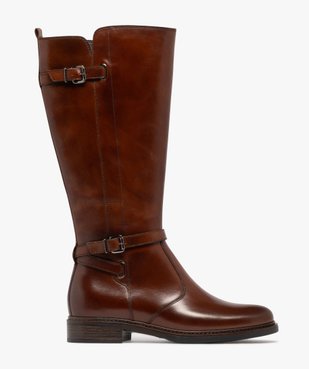 Bottes femme style cavalière dessus en cuir et brides fantaisie - Taneo vue1 - TANEO - GEMO