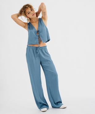 Gilet sans manches à nouer en satin froissé femme vue4 - GEMO(FEMME PAP) - GEMO
