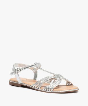 Sandales femme à talon plat et fines brides métallisées  vue2 - GEMO (CASUAL) - GEMO
