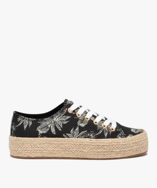 Baskets femme en toile imprimée et semelle cordelette vue2 - GEMO 4G FEMME - GEMO