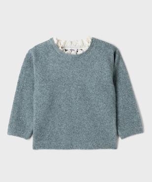 Pull effet 2-en-1 à col victorien avec de la laine fille vue1 - GEMO (ENFANT) - GEMO