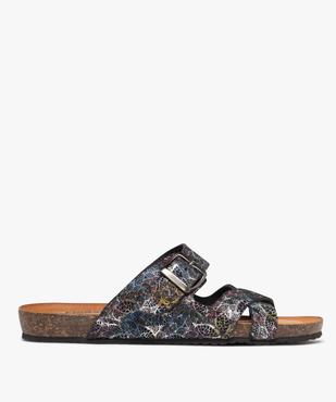Mules plates avec brides scintillantes en cuir femme vue2 - PIU NATURA - GEMO