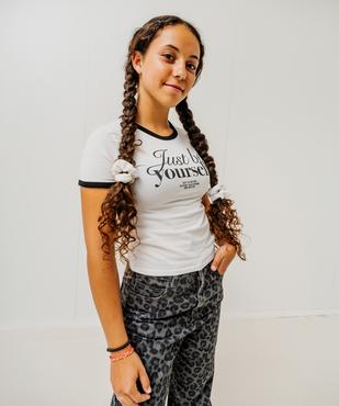 Tee-shirt manches courtes à message fille vue1 - GEMO 4G FILLE - GEMO