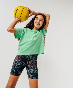 Legging court de sport en stretch à large ceinture élastique vue4 - GEMO (JUNIOR) - GEMO