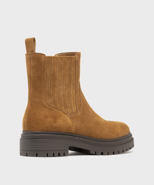 Boots dessus cuir velours avec élastique latéral et semelle crantée femme - Tanéo vue4 - TANEO - GEMO