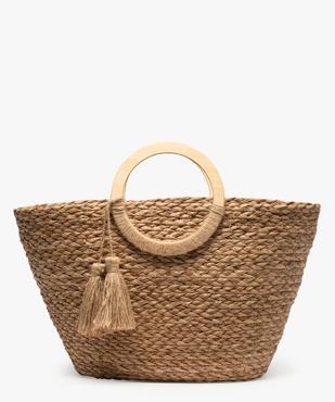Sac femme en paille avec anses en bois vue1 - GEMO (ACCESS) - GEMO