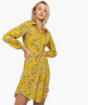 Robe femme à motifs fleuris boutonnée sur l'avant vue1 - GEMO(FEMME PAP) - GEMO