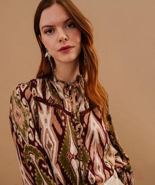 Blouse manches longues fluide à col montant noué femme vue2 - GEMO(FEMME PAP) - GEMO