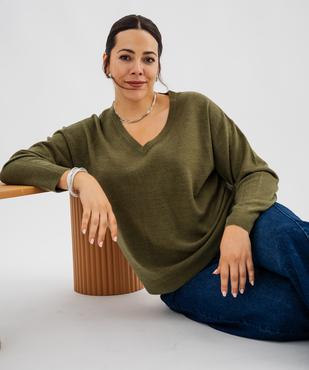 Pull fin à col V femme grande taille vue1 - GEMO (G TAILLE) - GEMO
