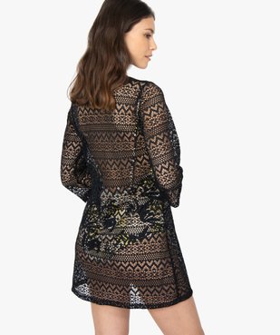 Robe de plage femme courte ajourée à manches 3/4 vue3 - GEMO (PLAGE) - GEMO