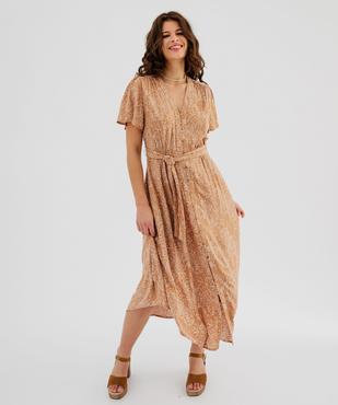 Robe longue imprimée à manches courtes femme vue4 - GEMO 4G FEMME - GEMO