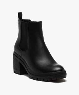 Boots femme chelsea unies à talon et semelle crantée vue2 - GEMO(URBAIN) - GEMO