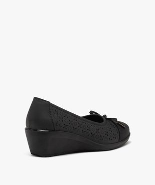 Escarpins femme confort unis à semelle compensée avec motifs ajourés  vue4 - GEMO 4G FEMME - GEMO