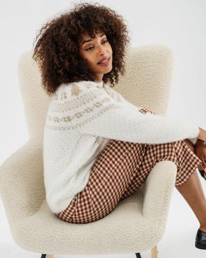 Pull jacquard pailleté et duveteux spécial Noël vue2 - GEMO(FEMME PAP) - GEMO