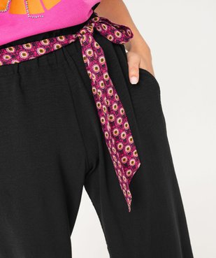Pantalon large et fluide avec ceinture à motifs femme vue6 - GEMO(FEMME PAP) - GEMO