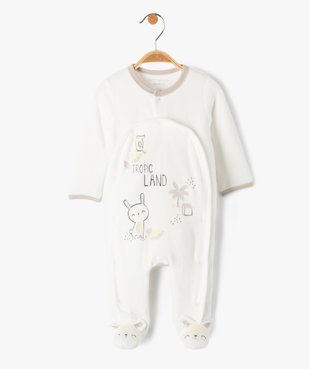 Pyjama bébé en velours imprimé avec ouverture devant - Petit Béguin vue1 - PETIT BEGUIN - GEMO