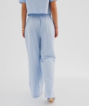 Pantalon large rayé avec taille élastique femme vue3 - GEMO(FEMME PAP) - GEMO
