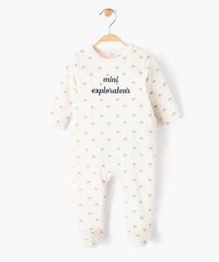 Pyjama bébé garçon en velours imprimé palmiers et broderie vue1 - GEMO(BB COUCHE) - GEMO