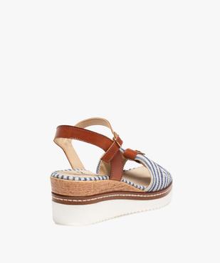 Sandales femme compensées dessus toile rayée vue4 - GEMO(URBAIN) - GEMO