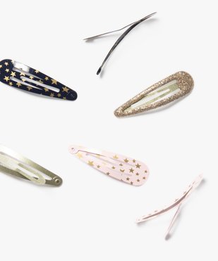 Barrettes clic-clac motifs étoiles et paillettes fille (lot de 6) vue3 - GEMO (ACCESS) - GEMO