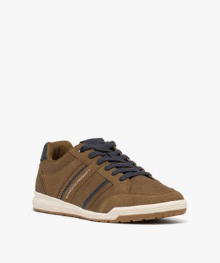 Baskets basses à lacets et jeu de matières homme vue3 - URBAN STEPS - GEMO