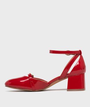 Escarpins vernis à bout arrondi avec bride cheville femme - Follow Me vue3 - FOLLOW ME - GEMO