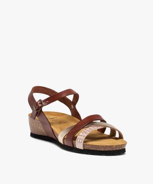 Sandales femme compensées dessus cuir vue2 - GEMO 4G FEMME - GEMO