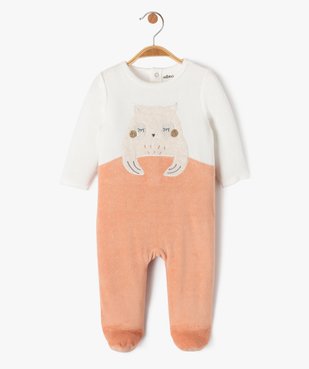 Pyjama en velours à motif chouette bébé fille vue1 - GEMO(BB COUCHE) - GEMO