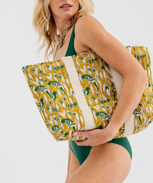 Sac cabas zippé grand format en toile fleurie femme vue1 - GEMO (ACCESS) - GEMO