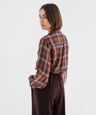 Chemise à carreaux col mao femme vue3 - GEMO(FEMME PAP) - GEMO
