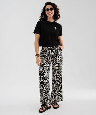 Pantalon fluide imprimé coupe large femme vue4 - GEMO 4G FEMME - GEMO