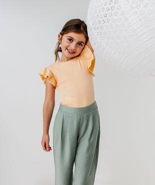 Pantalon fluide coupe large avec taille élastique fille vue4 - GEMO 4G FILLE - GEMO