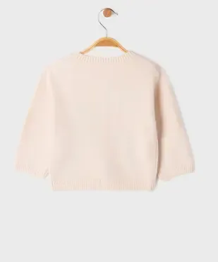 Gilet à col rond avec fleurs brodées bébé fille vue3 - GEMO 4G BEBE - GEMO