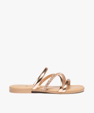 Mules fille à brides tubulaires à strass et métallisées vue1 - GEMO (ENFANT) - GEMO