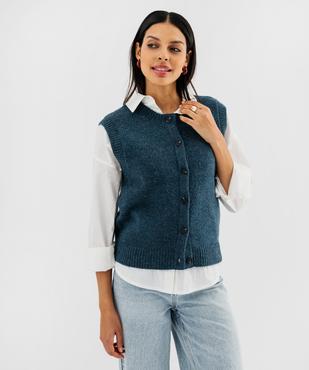 Gilet sans manches en maille chaude et extensible femme vue1 - GEMO(FEMME PAP) - GEMO