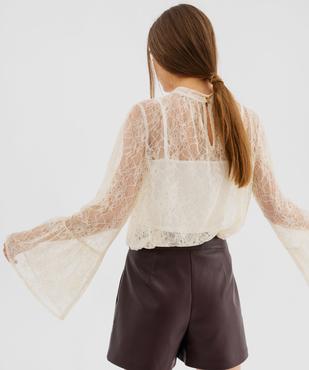 Blouse manches longues en dentelle transparente femme vue3 - GEMO(FEMME PAP) - GEMO