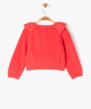 Gilet en coton avec volants sur le col bébé fille vue3 - GEMO(BEBE DEBT) - GEMO