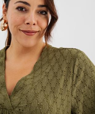 Blouse manches longues en maille ajourée femme grande taille vue3 - GEMO 4G GT - GEMO