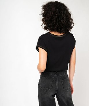 Tee-shirt à manches courtes avec finitions scintillantes femme vue3 - GEMO 4G FEMME - GEMO