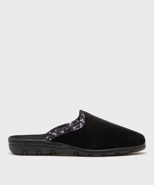 Chaussons mules en velours avec biais à motifs fleuris femme vue1 - G'FLEX - GEMO