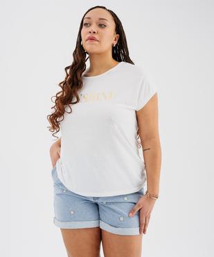Tee-shirt femme grande taille à manches courtes avec motifs vue1 - GEMO (G TAILLE) - GEMO