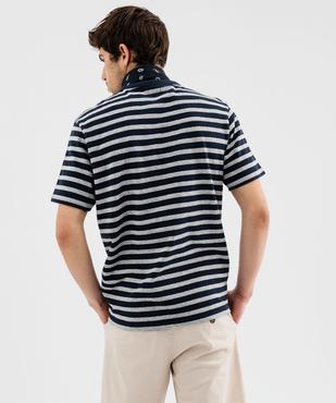 Tee-shirt manches courtes en maille rayée homme vue3 - GEMO 4G HOMME - GEMO