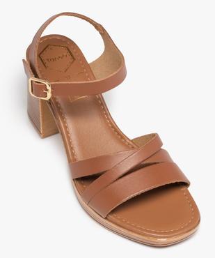 Sandales femme à talon carré dessus cuir uni - Tanéo vue5 - TANEO - GEMO