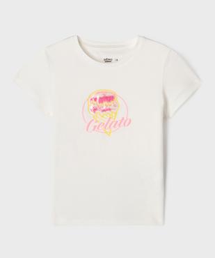 Tee-shirt manches courtes avec motif en relief fille vue1 - GEMO 4G FILLE - GEMO