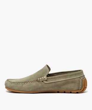 Mocassins homme unis dessus en cuir suédé à semelle crantée vue4 - GEMO (CASUAL) - GEMO